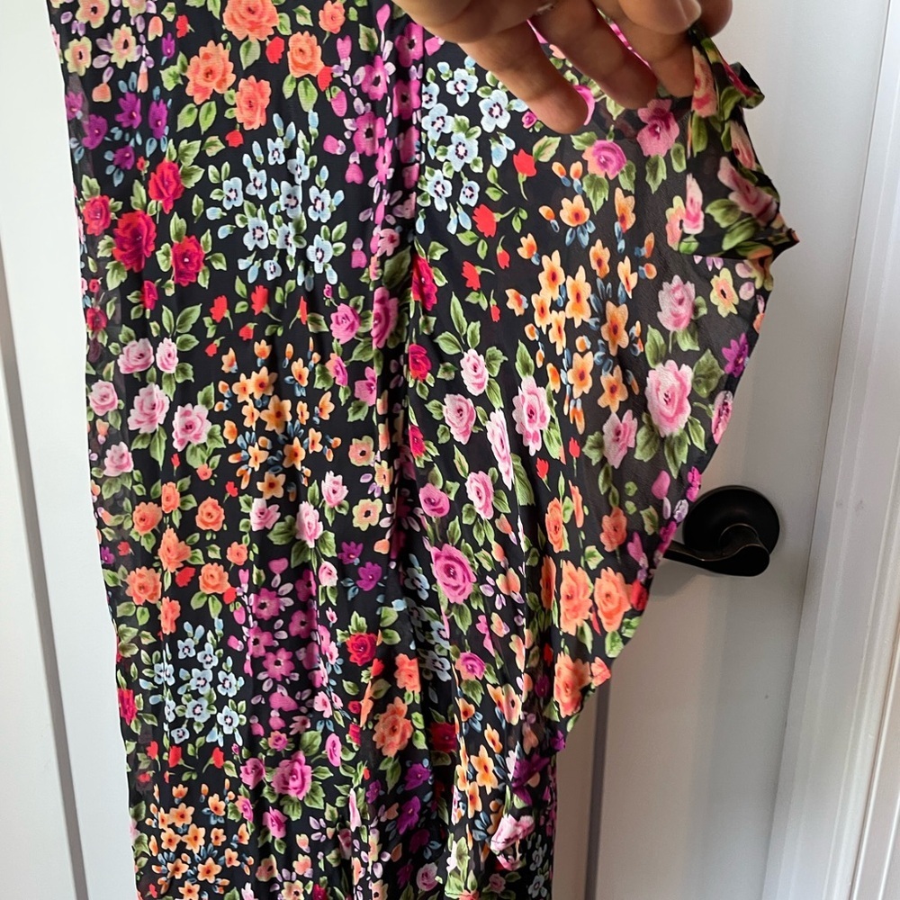 Yumi Kim Black Floral Maxi Dress with Pink & Red Blooms - Picture 4 of 8